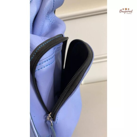 New Unbranded Genuine Blue Smooth Leather Medium Backpack - Picture 11 of 12